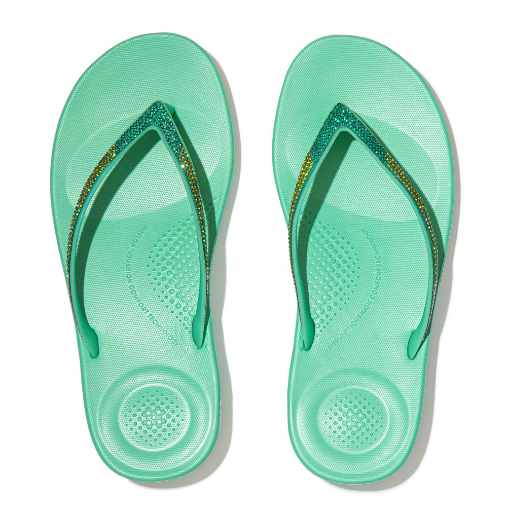 Fitflop Womens Flip-flops - Iqushion Ombré Sparkle - Mint Green - 617-JQPHXG